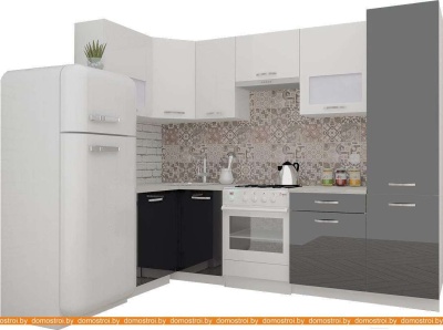 Кухня ВерсоМебель ЭкоЛайт-6 1.2x2.7 правая (белый/черный графит) фотография