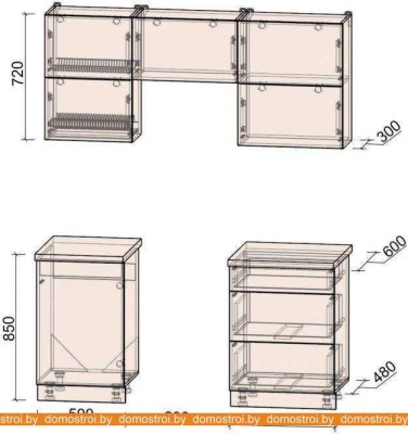 Кухня Интерлиния Мила Матте 1.7 Б (луна/луна/травертин серый) фотография