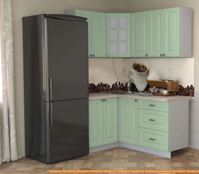 Кухня Интерлиния Мила Деко 1.2x1.6 (мята/травертин серый) фотография