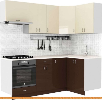 Кухня S-Company Клео глосc 1.2x2.1 правая (коричневый глянец/ваниль глянец) фотография