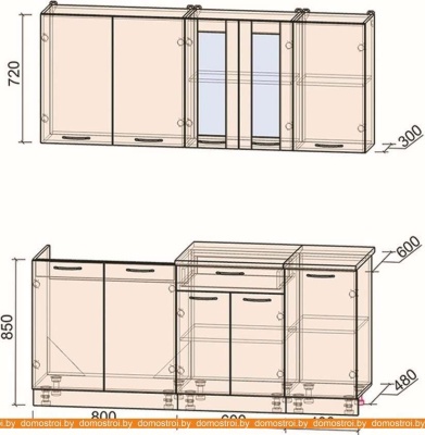 Кухня Интерлиния Мила 18 (вудлайн кремовый-антрацит-бискайская сосна) фотография