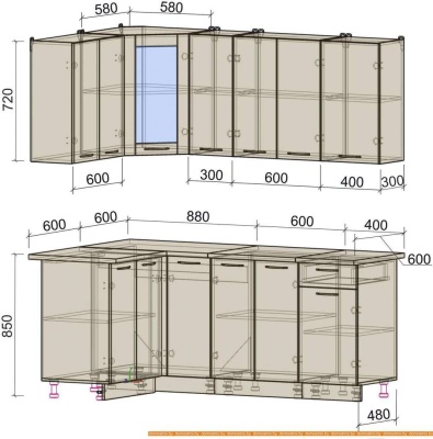 Кухня Интерлиния Мила 12x19 (антрацит/вудлайн кремовый) фотография