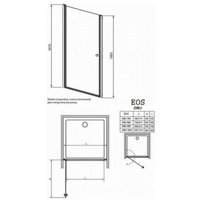 Душевая дверь Radaway Eos DWJ [37983-01-01N] 70x197 прозрачная фотография