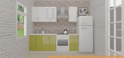 Кухня ВерсоМебель ВерсоЛайн 7-1.6 (белый 001/оливковый 004) фотография