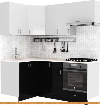 Кухня S-Company Клео глоcс 1.2x1.9 левая (черный глянец/белый глянец) фотография