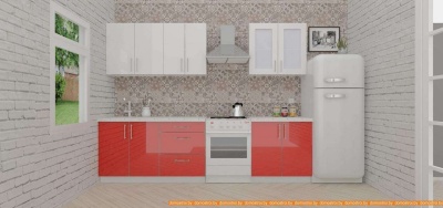 Кухня ВерсоМебель ВерсоЛайн 3-2.2 (белый 001/красный 009) фотография