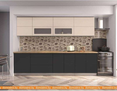 Кухня Интерлиния Мила Матте 3.0 А (слоновая кость/пепел/травертин серый) фотография