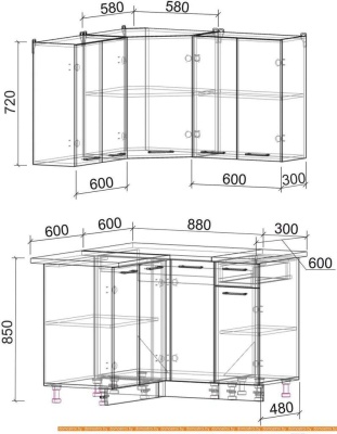 Кухня Интерлиния Мила Лайт 1.2x1.2 (дуб золотой) фотография