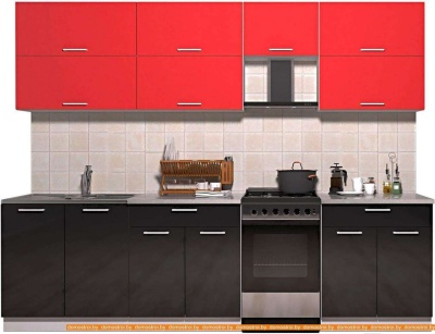 Кухня Интерлиния Мила Gloss 50-27 (красный/черный глянец) фотография