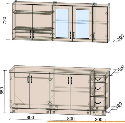 Кухня Интерлиния Мила Крафт 1.9А (дуб снежный) фотография
