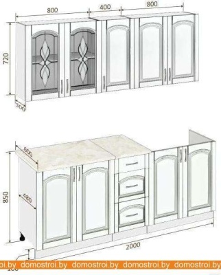 Кухня Кортекс-мебель Корнелия Ретро 2.0м (ольха/королевский опал) фотография