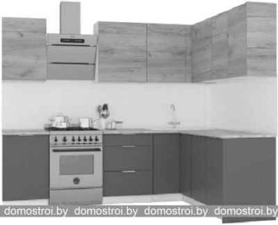 Кухня Интермебель Микс Топ-28 2x1.72м прав (бел прем-дуб крафт зол-дуб крафт зол) фотография