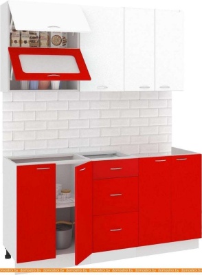 Кухня Кортекс-мебель Корнелия Мара 1.6м без столешницы (белый/красный) фотография