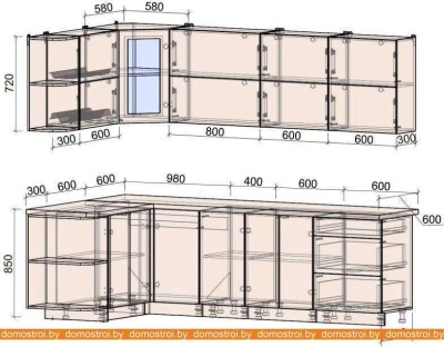 Кухня Интерлиния Мила Матте 1.5x2.6 А левая (белый/мята/опал светлый) фотография